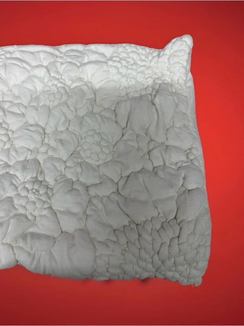 Anthropologie Euro sham 26”x26” Plush Floral Quilted - White 100% Cotton